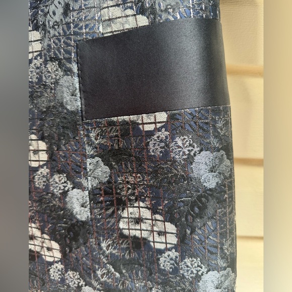 Hartter Manly Custom Made Black/Blue/Gray Jacquard Double Breasted Blazer, L - Picture 7 of 15